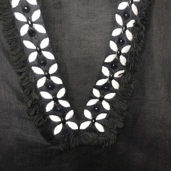 Tory Burch black embellished linen tunic - Picture 4 of 5